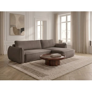 Canapé d'angle convertible réversible ESMEE tissu chenille taupe réversible BOBOCHIC 3 places pas cher