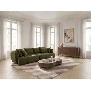 Canap © droit convertible double avance-recule ©lectrique AUDE tissu bouclette vert BOBOCHIC 3 places pas cher