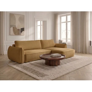 Canapé d'angle convertible réversible ESMEE tissu chenille jaune réversible BOBOCHIC 3 places pas cher