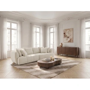 Canapé droit convertible double avance-recule électrique AUDE tissu bouclette blanc   BOBOCHIC 3 places pas cher
