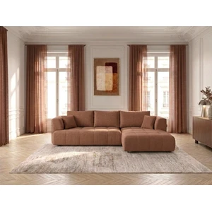 Canapé d'angle convertible avance-recule électrique CLOVIS tissu lisse orange  angle droit BOBOCHIC 3 places pas cher