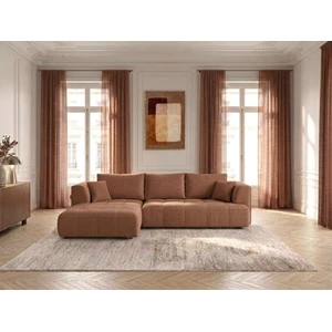 Canapé d'angle convertible avance-recule électrique CLOVIS tissu lisse orange  angle gauche BOBOCHIC 3 places pas cher
