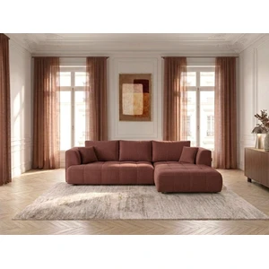 Canapé d'angle convertible avance-recule électrique CLOVIS tissu lisse rouge  angle droit BOBOCHIC 3 places pas cher