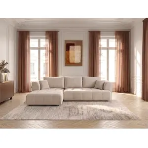 Canap © d'angle convertible avance-recule  ©lectrique CLOVIS tissu lisse beige  angle gauche BOBOCHIC 3 places pas cher