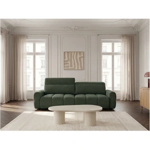Canapé droit convertible électrique avance-recule MATEO tissu chenille vert   BOBOCHIC 3 places pas cher