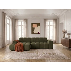 Canapé d'angle convertible électrique avance-recule THEO tissu chenille vert  angle gauche BOBOCHIC 3 places pas cher