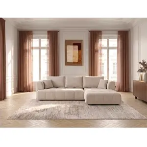 Canap © d'angle convertible avance-recule  ©lectrique CLOVIS tissu lisse beige  angle droit BOBOCHIC 3 places pas cher