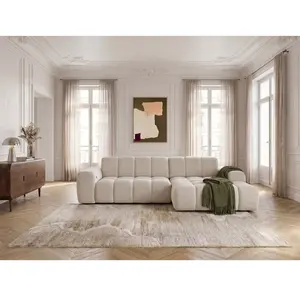 Canapé d'angle convertible électrique avance-recule THEO tissu chenille beige angle droit BOBOCHIC 3 places pas cher