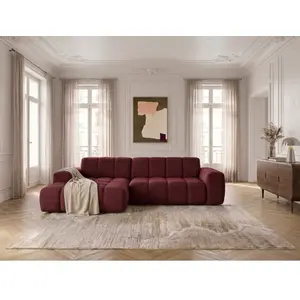 Canapé d'angle convertible électrique avance-recule THEO tissu chenille rouge angle gauche BOBOCHIC 3 places pas cher