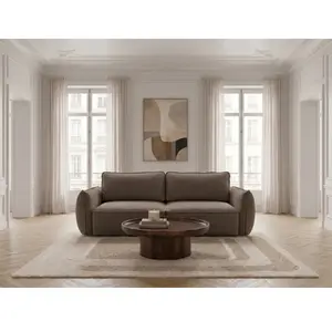 Canapé droit convertible 3 places ESMEE tissu chenille taupe BOBOCHIC 3 places pas cher
