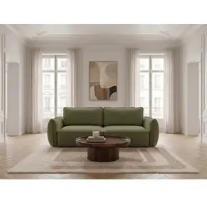 Canapé droit convertible 3 places ESMEE tissu chenille vert BOBOCHIC 3 places pas cher