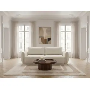 Canapé droit convertible 3 places ESMEE tissu chenille blanc BOBOCHIC 3 places pas cher