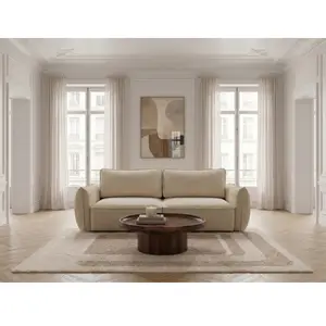 Canapé droit convertible 3 places ESMEE tissu chenille beige BOBOCHIC 3 places pas cher
