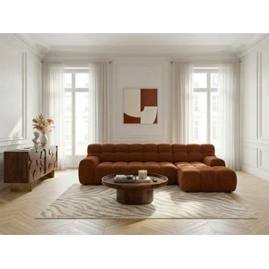 Canapé d'angle convertible avance-recule électrique ANDRE tissu texturé orange angle droit BOBOCHIC 3 places pas cher