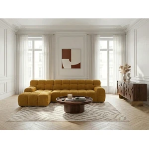 Canapé d'angle convertible avance-recule électrique ANDRE tissu texturé jaune angle gauche BOBOCHIC 3 places pas cher