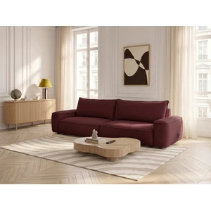 Canapé droit convertible 3 places HONORE tissu chenille rouge   BOBOCHIC pas cher