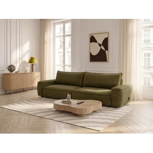Canapé droit convertible 3 places HONORE tissu chenille vert BOBOCHIC pas cher