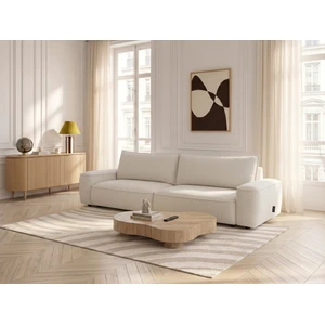 Canapé droit convertible 3 places HONORE tissu chenille blanc BOBOCHIC pas cher