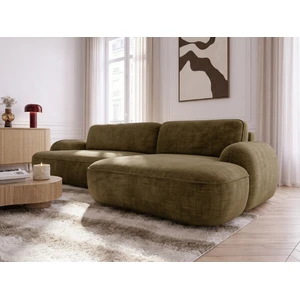 BOBOCHIC Canapé d'angle convertible CELESTE tissu lisse vert angle droit 3 places pas cher