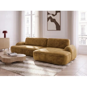 BOBOCHIC Canapé d'angle convertible CELESTE tissu lisse jaune angle droit 3 places pas cher