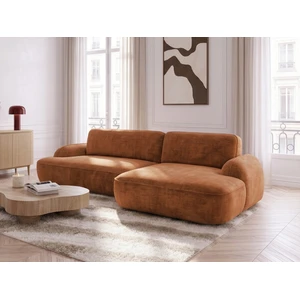 BOBOCHIC Canapé d'angle convertible CELESTE tissu lisse orange angle droit 3 places pas cher