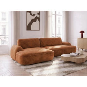 BOBOCHIC Canapé d'angle convertible CELESTE tissu lisse orange angle gauche 3 places pas cher