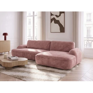 BOBOCHIC Canapé d'angle convertible CELESTE tissu lisse rose angle droit 3 places pas cher