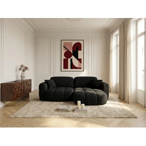 Canapé d'angle réversible MADISON tissu texturé noir réversible BOBOCHIC 2,5 places pas cher