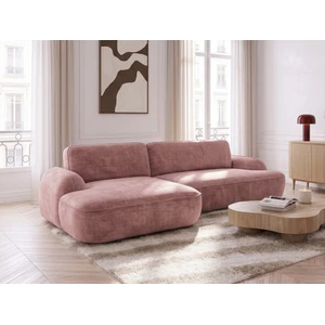 BOBOCHIC Canapé d'angle convertible CELESTE tissu lisse rose angle gauche 3 places pas cher
