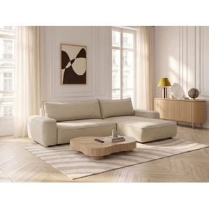 Canapé d'angle réversible convertible HONORE tissu chenille beige BOBOCHIC 3 places pas cher