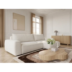 Canapé d'angle réversible convertible HONORE tissu chenille blanc BOBOCHIC 3 places pas cher