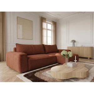 Canapé d'angle réversible convertible HONORE tissu chenille orange BOBOCHIC 3 places pas cher