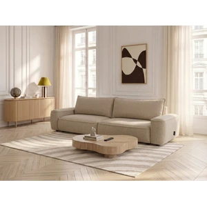Canapé droit convertible 3 places HONORE tissu chenille beige BOBOCHIC pas cher