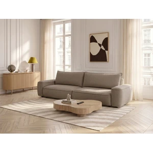 Canapé droit convertible 3 places HONORE tissu chenille marron BOBOCHIC pas cher
