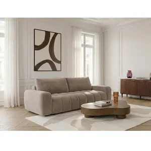 Canapé 3 places convertible JULES tissu lisse taupe BOBOCHIC 3 places pas cher
