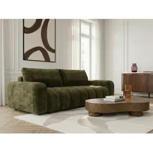 Canapé 3 places convertible JULES tissu lisse vert BOBOCHIC 3 places pas cher