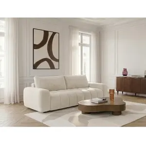 Canapé 3 places convertible JULES tissu lisse beige BOBOCHIC 3 places pas cher