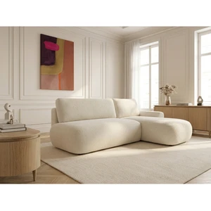 Canapé d'angle convertible TANGO tissu bouclette beige  angle droit BOBOCHIC 3 places pas cher