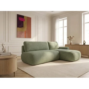 Canapé d'angle convertible TANGO tissu bouclette vert  angle droit BOBOCHIC 3 places pas cher