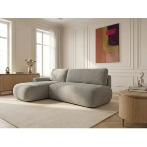 Canapé d'angle convertible TANGO tissu bouclette gris angle gauche BOBOCHIC 3 places pas cher