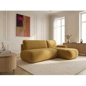 Canapé d'angle convertible TANGO tissu bouclette jaune  angle droit BOBOCHIC 3 places pas cher