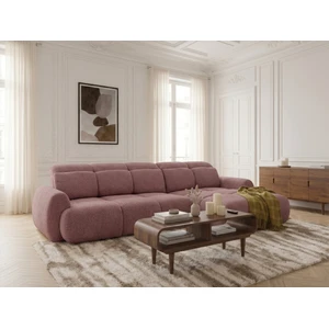 Canapé d'angle convertible avance-recule électrique RUBY tissu chenille rouge  angle droit BOBOCHIC 3 places pas cher