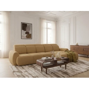 Canapé d'angle convertible avance-recule électrique RUBY tissu chenille jaune  angle droit BOBOCHIC 3 places pas cher