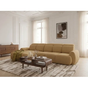 Canapé d'angle convertible avance-recule électrique RUBY tissu chenille jaune  angle gauche BOBOCHIC 3 places pas cher