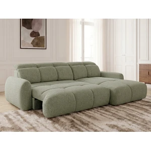 Canapé d'angle convertible avance-recule électrique RUBY tissu chenille vert  angle gauche BOBOCHIC 3 places pas cher
