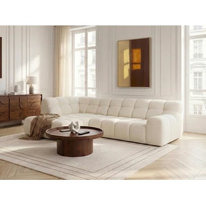 Canapé d'angle L convertible avance-recule électrique ANDRE tissu texturé blanc  angle gauche BOBOCHIC 3 places pas cher