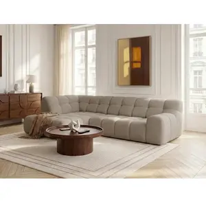 Canapé d'angle L convertible avance-recule électrique ANDRE tissu texturé beige angle gauche BOBOCHIC 4 places pas cher