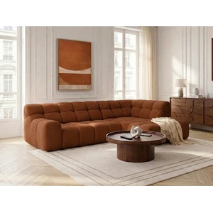 Canapé d'angle L convertible avance-recule électrique ANDRE tissu texturé orange  angle droit BOBOCHIC 3 places pas cher