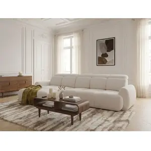 Canapé d'angle convertible avance-recule électrique RUBY tissu chenille beige angle gauche BOBOCHIC 3 places pas cher