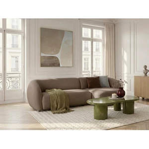 Canapé d'angle convertible avance-recule électrique HALO tissu lisse taupe  angle droit BOBOCHIC 4 places pas cher